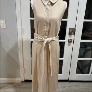 London Times Cream Midi Dress with Belt